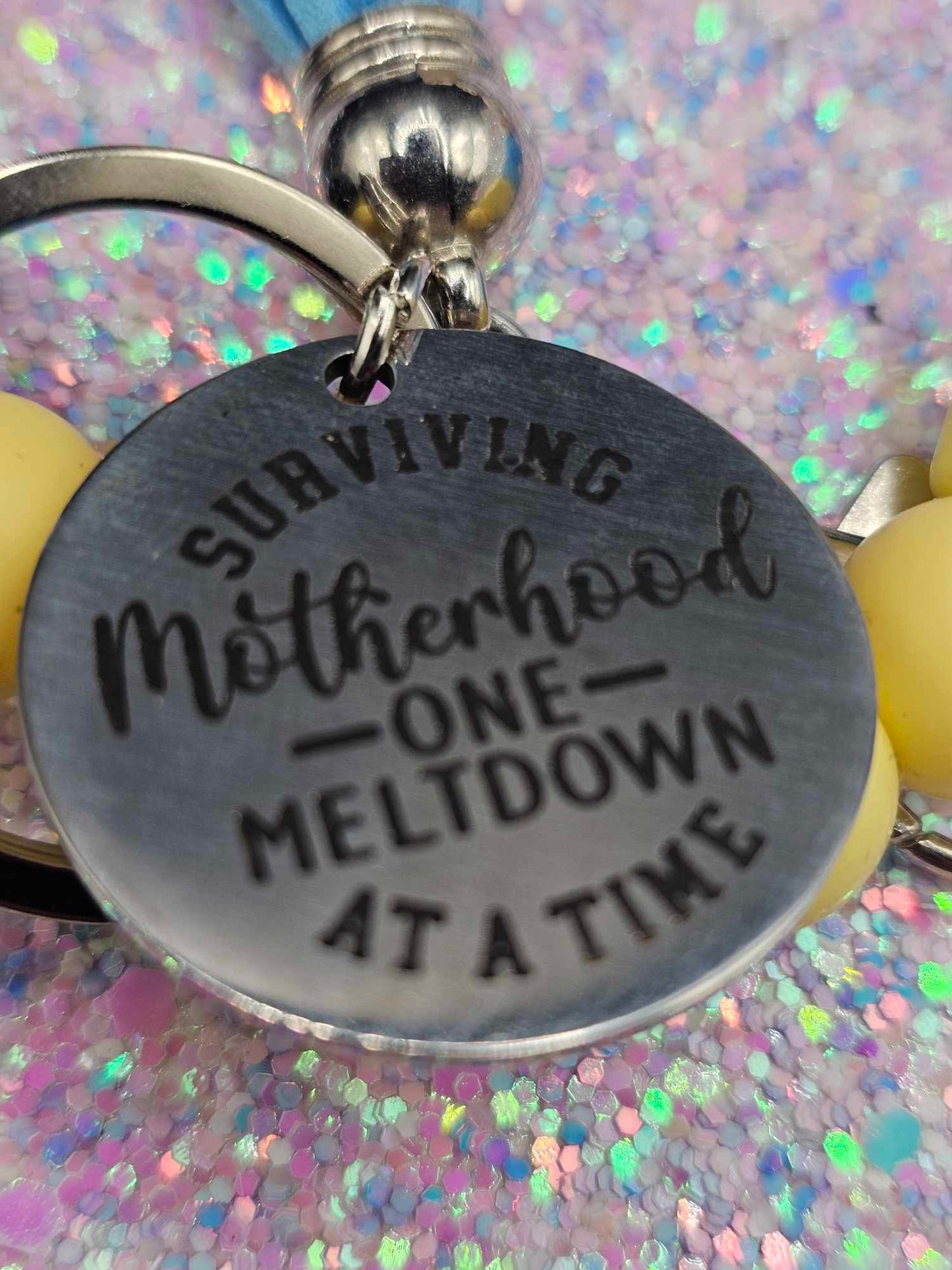Surviving Motherhood One Meltdown at a Time Wristlet with Fringe