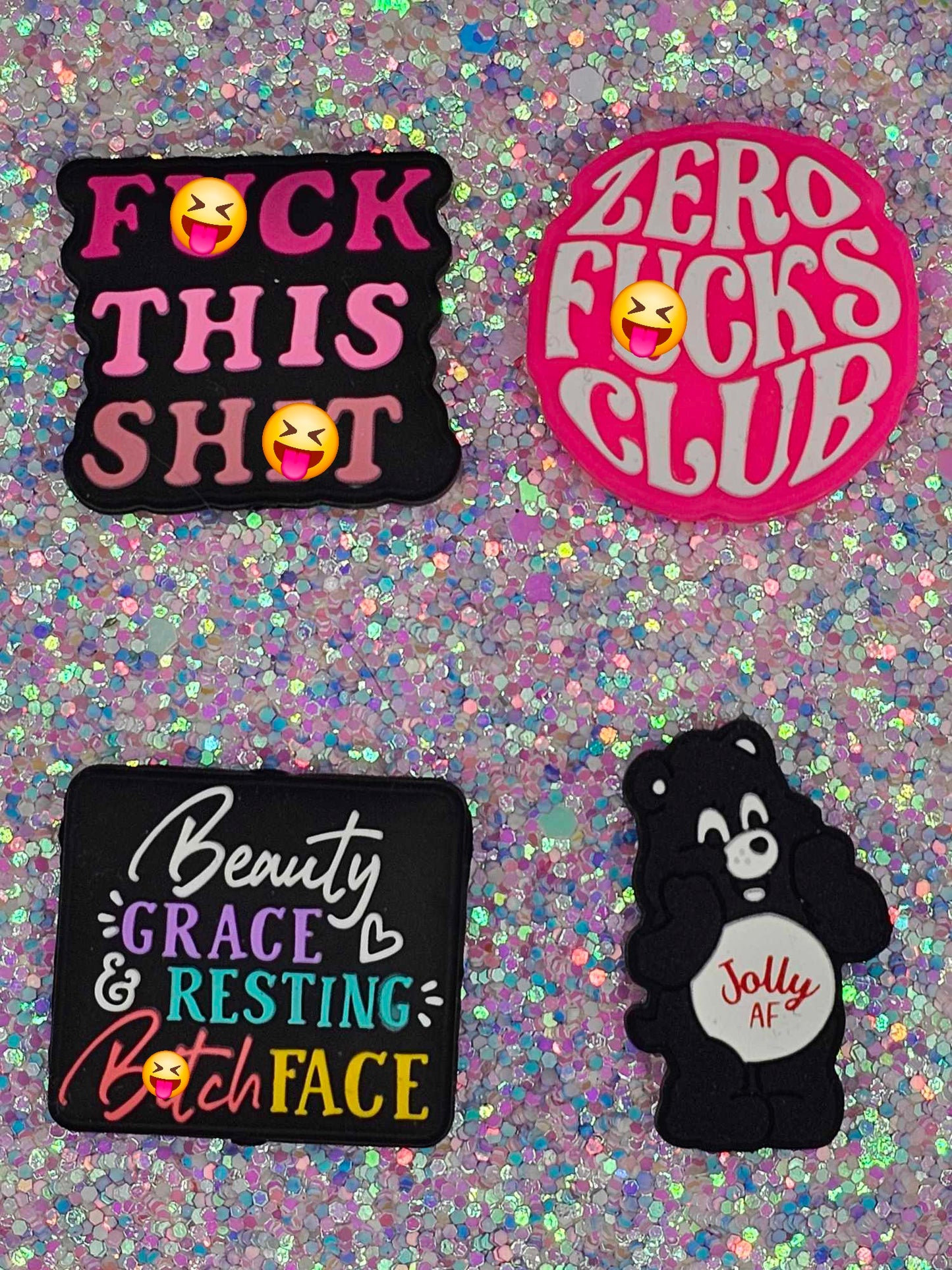 Focal beads ADULT f this s, 0 f club, beauty and grace, Jolly AF