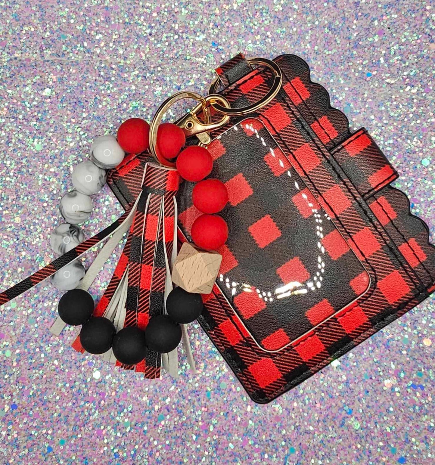 Buffalo Plaid ID holder Wristlet