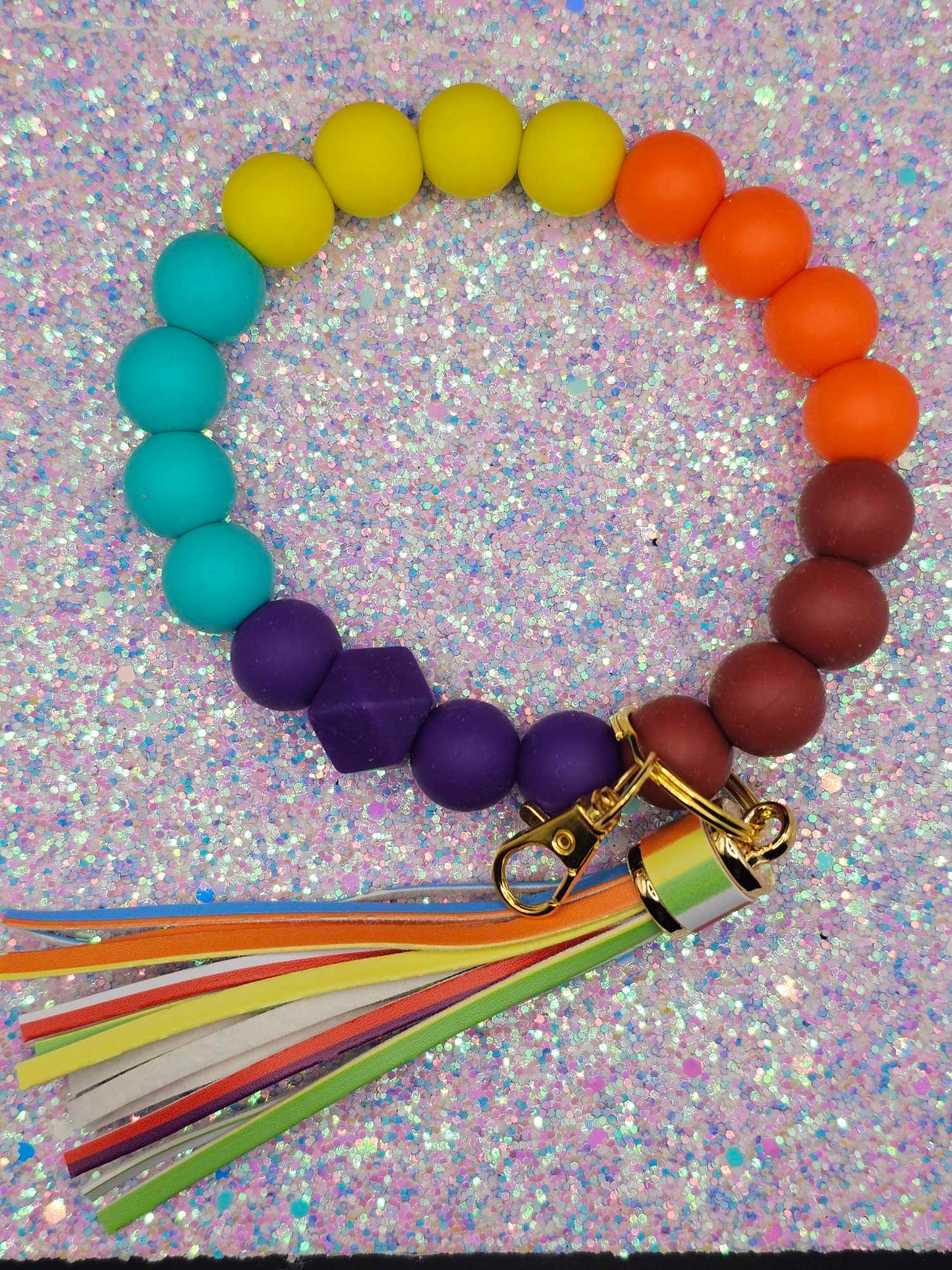 Colorful Wristlet with colorful fringe