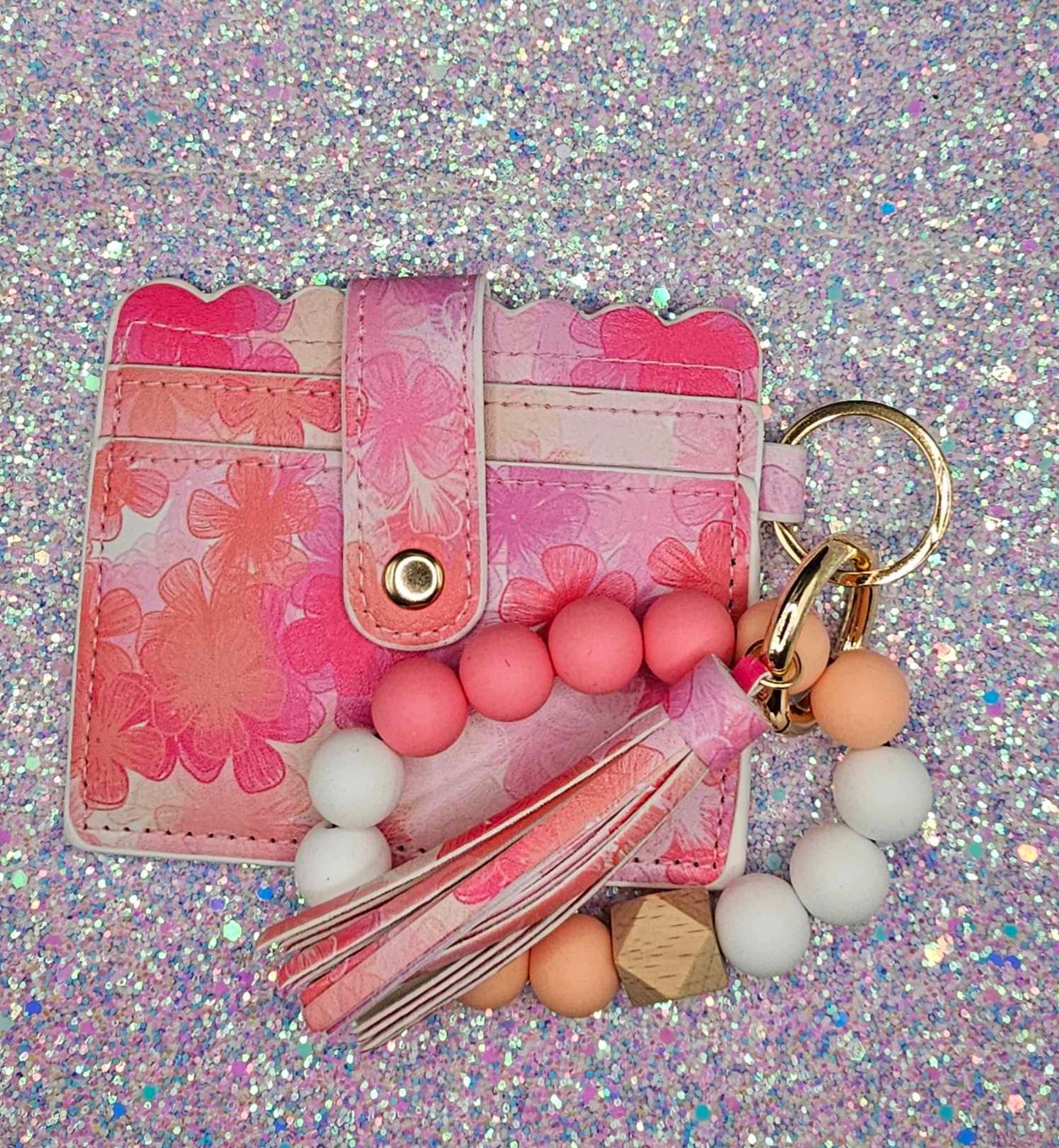 Pink tie dye ID holder Wristlet