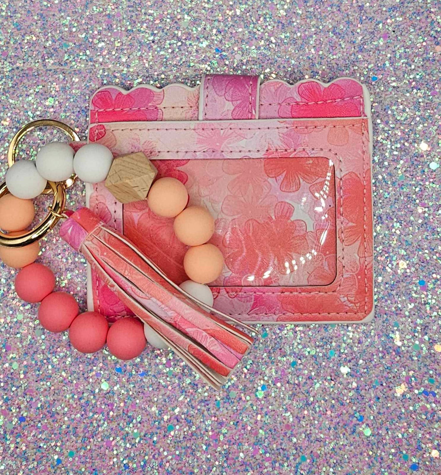 Pink tie dye ID holder Wristlet