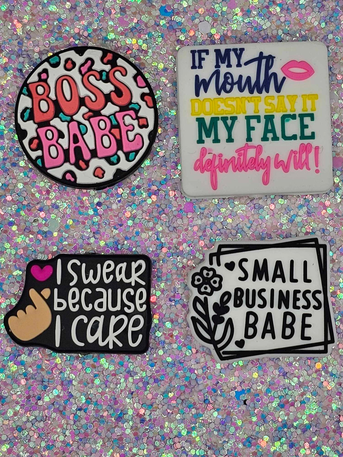 Focal beads Boss Babe, if my mouth doesnt say it, i swear because I care, small business babe