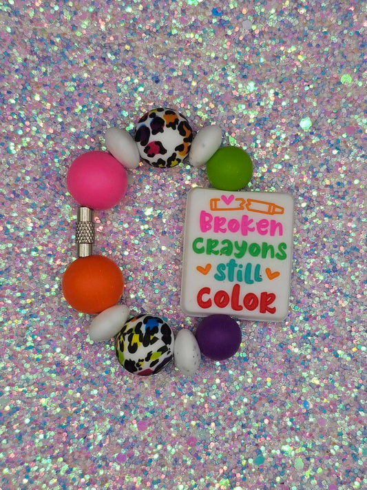 Broken Crayons Colored Cheetah Cup Handle Bracelet