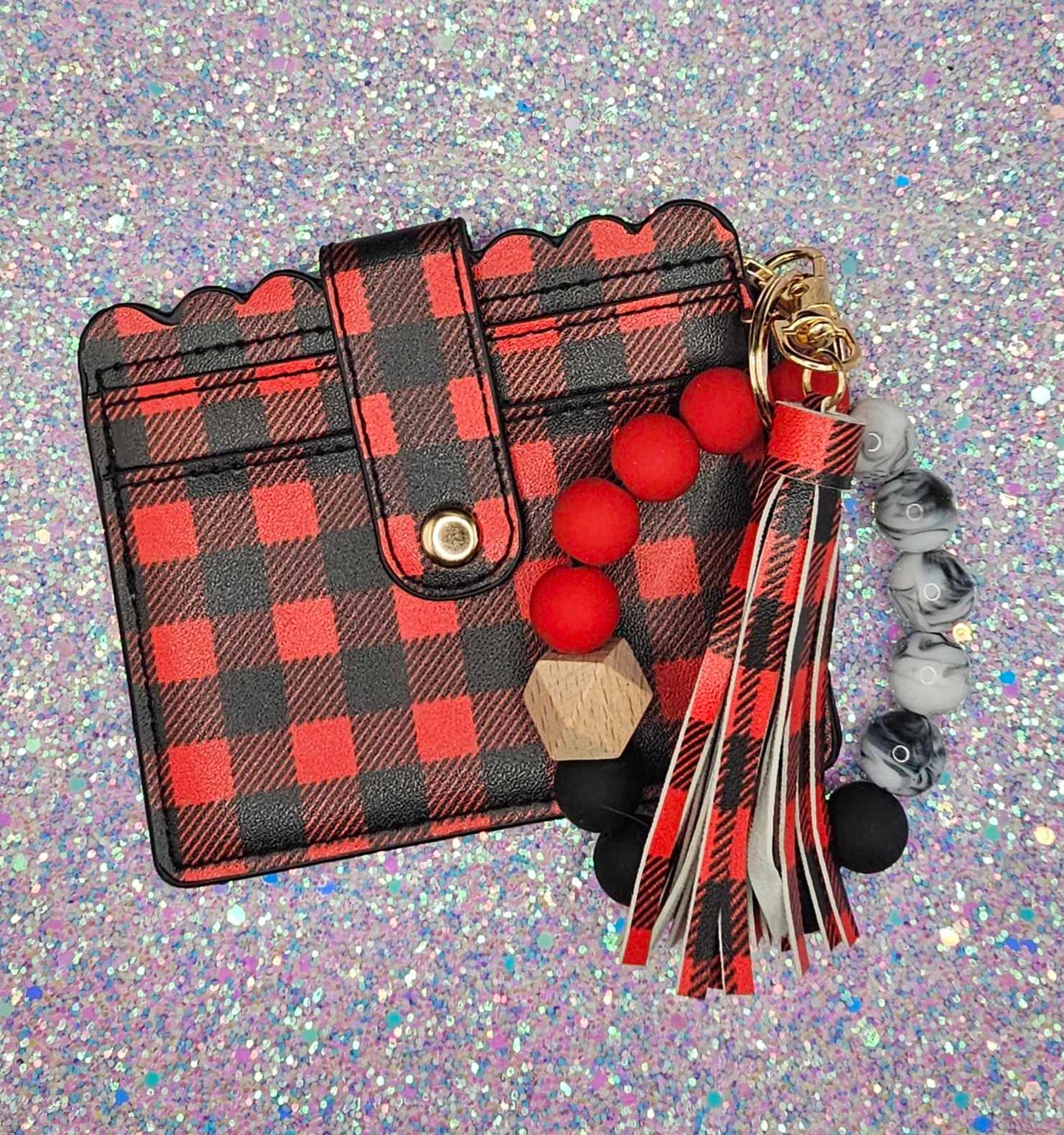 Buffalo Plaid ID holder Wristlet